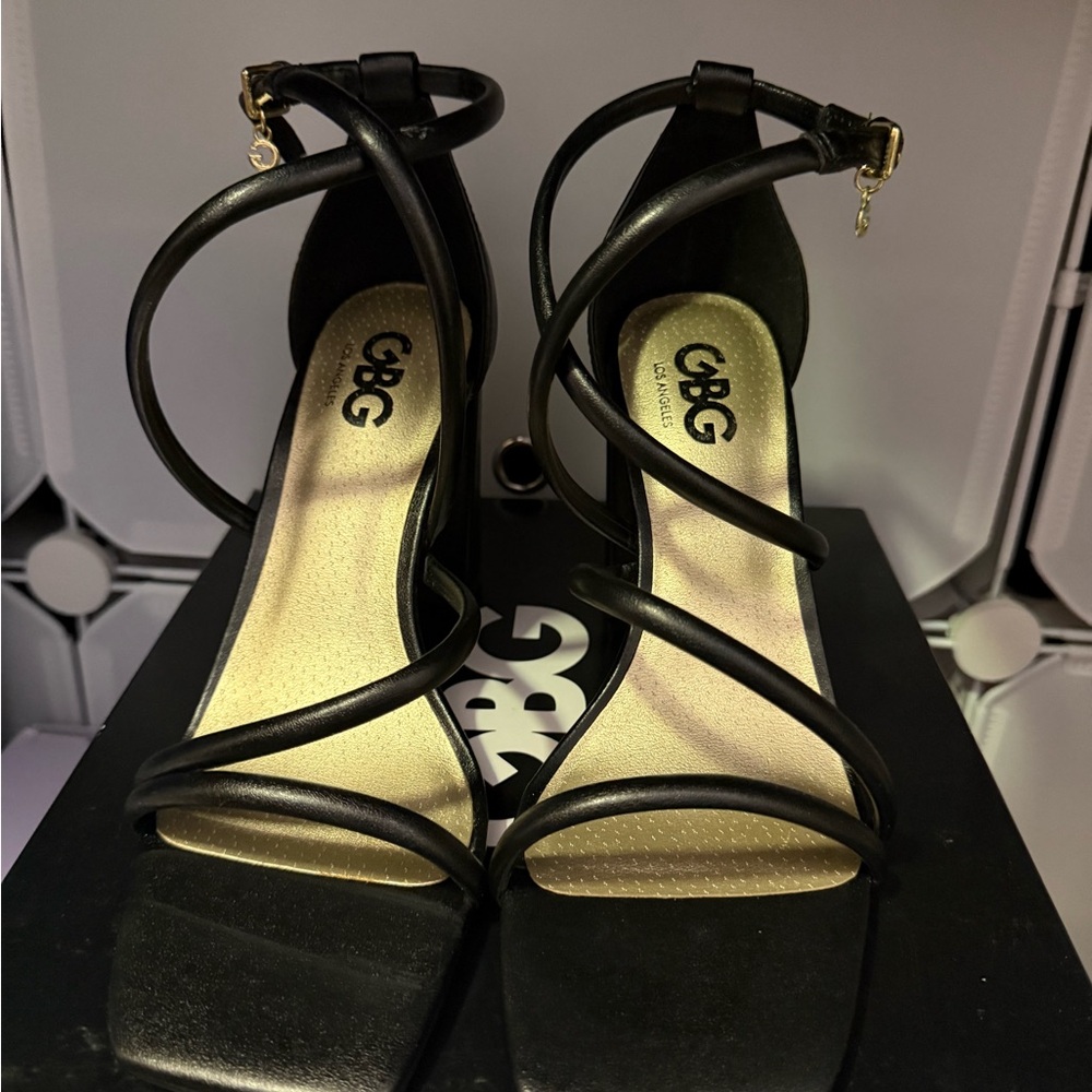 GBG Los Angeles Black Strappy Heels